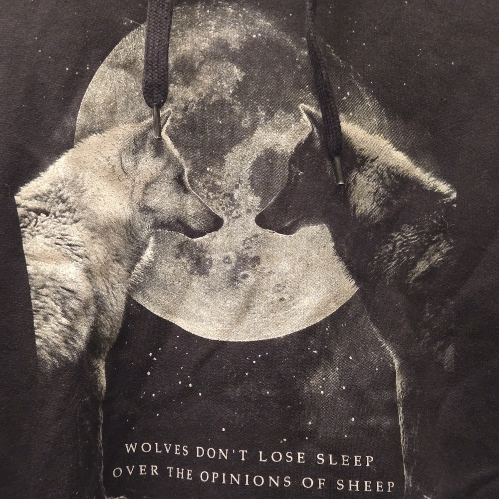 DTox Cropped Wolf Hoodie M/L Gothic Moon Graphic - Picture 5 of 6
